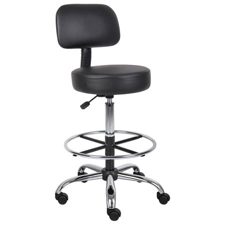 GLOBAL INDUSTRIAL Medical/Drafting Stool with Back Cushion & Footring, Caressoft Vinyl, Black B522158